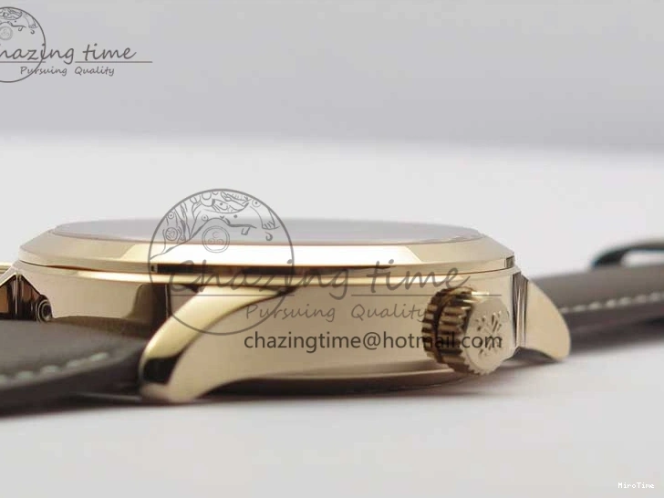 MIROTIME 0510 ZipUp Calatrava 5524R Pilot Travel Time RG GRF Brown Dial on Brown Leather Strap A324 V 7110